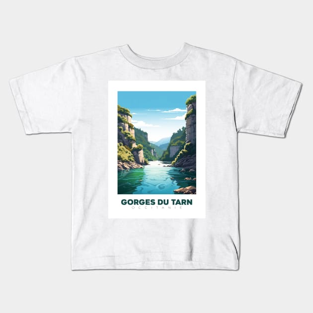 Affiche Gorges du Tarn - France - illustration Kids T-Shirt by Labonneepoque